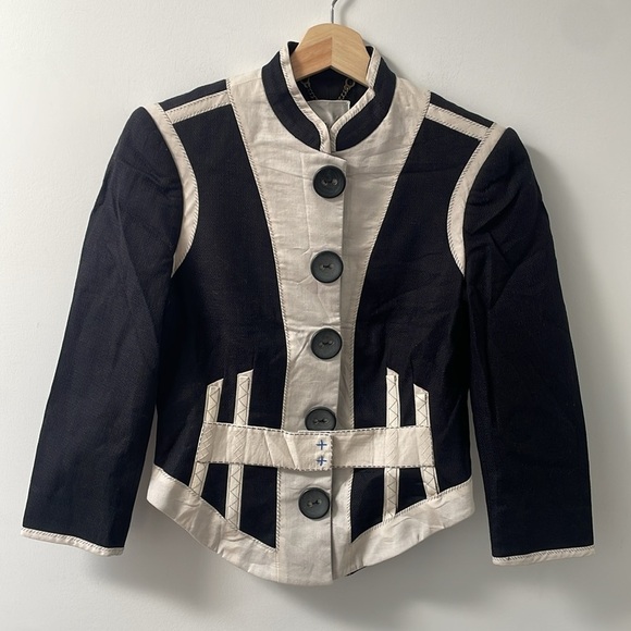 3.1 Phillip Lim Black and White Structured Blazer Jacket Size 2 buttons fitted - Picture 4 of 16